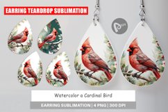 Earring Teardrop Watercolor Cardinal Bird Product Image 1