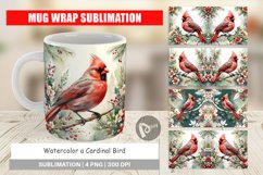 Mug Wrap Design Watercolor Cardinal Bird Product Image 1