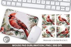 Mouse Pad Watercolor Cardinal Bird Product Image 1