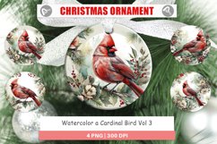 Christmas Ornaments Watercolor Cardinal Bird Product Image 1