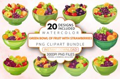 A green bowl of fruit with strawberries Clipart Bundle Product Image 1