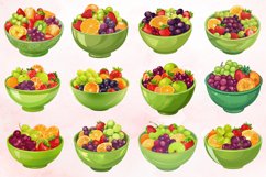 A green bowl of fruit with strawberries Clipart Bundle Product Image 2