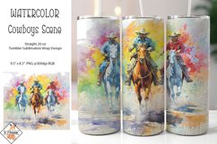 Watercolor abstract cowboys scene tumbler | Sublimation wrap Product Image 1