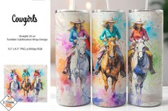 Watercolor abstract cowgirl scene tumbler | Sublimation wrap Product Image 1