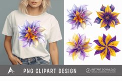 Watercolor Abstract Flower Purple and Yellow Clipart Product Image 1