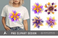 Watercolor Abstract Flower Purple and Yellow Clipart Product Image 1