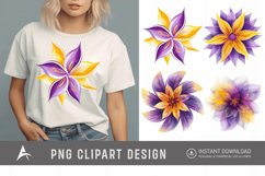 Watercolor Abstract Flower Purple and Yellow Clipart Product Image 1