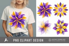 Watercolor Abstract Flower Purple and Yellow Clipart Product Image 1