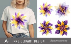 Watercolor Abstract Flower Purple and Yellow Clipart Product Image 1