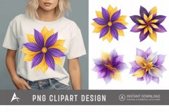 Watercolor Abstract Flower Purple and Yellow Clipart Product Image 1