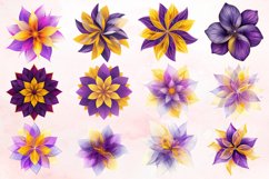 Watercolor Abstract Flower Purple and Yellow Clipart Bundle Product Image 2