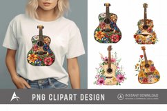 Watercolor Acoustic Guitars Flowers Clipart Product Image 1