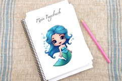Watercolor Adorable Baby Mermaid Clipart Bundle Product Image 4