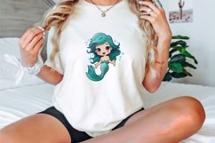 Watercolor Adorable Baby Mermaid Clipart Bundle Product Image 3