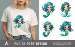Watercolor Adorable Baby Mermaid Clipart Product Image 1