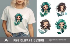 Watercolor Adorable Baby Mermaid Clipart Product Image 1