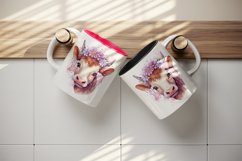 Watercolor adorable beautiful cow floral pink flowers farm animal sparkle print 20 oz tumbler skinny mug wrap clipart t-shirt sublimation printable design