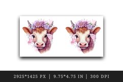 Watercolor adorable beautiful cow floral pink flowers farm animal sparkle print 20 oz tumbler skinny mug wrap clipart t-shirt sublimation printable design