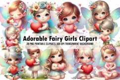 Watercolor Adorable Fairy Girls Clipart Product Image 1