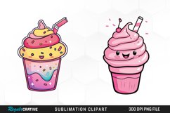 Watercolor Adorable Ice Cream Clipart Product Image 1