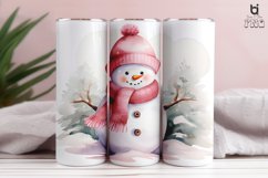 Watercolor Snowman with Pink Hat and Scarf Tumbler Design Product Image 3