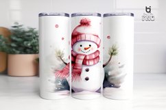 Watercolor Snowman with Pink Hat and Scarf Tumbler Design Product Image 4