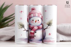 Watercolor Snowman with Pink Hat and Scarf Tumbler Design Product Image 5