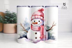 Watercolor Snowman with Pink Hat and Scarf Tumbler Design Product Image 6