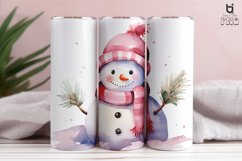 Watercolor Snowman with Pink Hat and Scarf Tumbler Design Product Image 7