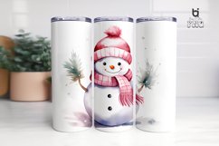 Watercolor Snowman with Pink Hat and Scarf Tumbler Design Product Image 8