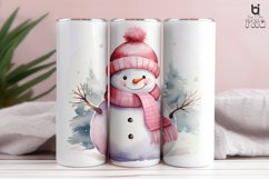 Watercolor Snowman with Pink Hat and Scarf Tumbler Design Product Image 9