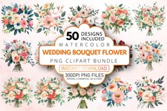 Watercolor Adorable Wedding Bouquet Flowers Clipart Bundle Product Image 1