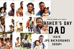 Father&#039;s Day Backgrounds, Watercolor Black Father Background Product Image 1