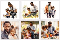 Father's Day Backgrounds, Watercolor Black Father Background Product Image 3