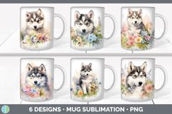 Bundle of six Wild Flowers Alaskan Malamutes Mug Wrap designs.
