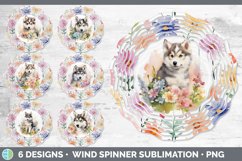 Bundle of six Wild Flowers Alaskan Malamutes Wind Spinner designs.