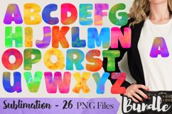 Watercolor alphabet sublimation design fro mugs, shirts, gifts