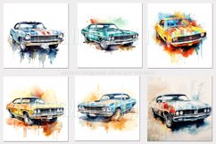 American Muscle Cars Backgrounds, Watercolor Backgrounds Product Image 2