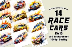 American Race Cars Backgrounds, Watercolor Cars Backgrounds Product Image 1