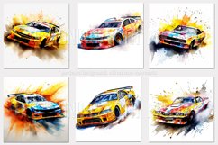 American Race Cars Backgrounds, Watercolor Cars Backgrounds Product Image 3