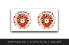 Watercolor amused lion flowers butterflies petals Floral Roar quote print 20 oz tumbler skinny mug wrap clipart t-shirt sublimation printable design