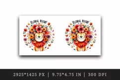 Watercolor amused lion flowers butterflies petals Floral Roar quote print 20 oz tumbler skinny mug wrap clipart t-shirt sublimation printable design