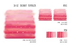 watercolor and gold valentines day sublimation design for tumbler and mug and pen
