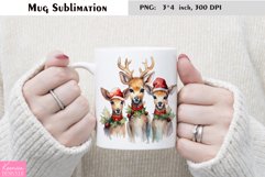 Watercolor Christmas Mug Sublimation|Cartoon Animal Design Product Image 1