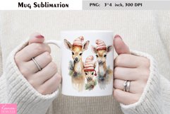 Watercolor Christmas Mug Sublimation|Cartoon Animal Design Product Image 1