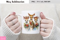 Watercolor Christmas Mug Sublimation|Cartoon Animal Design Product Image 1