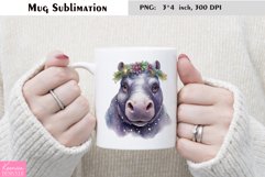 Watercolor Christmas Mug Sublimation|Cartoon Animal Design Product Image 1