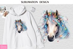 Watercolor White Horse Head| Christmas Sublimation Design Product Image 1
