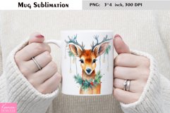 Watercolor Christmas Mug Sublimation|Cartoon Animal Design Product Image 1