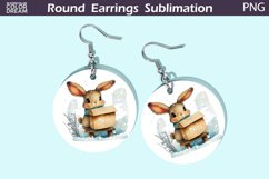 Christmas Bunny Round Earrings | Winter Animal Earrings Product Image 1